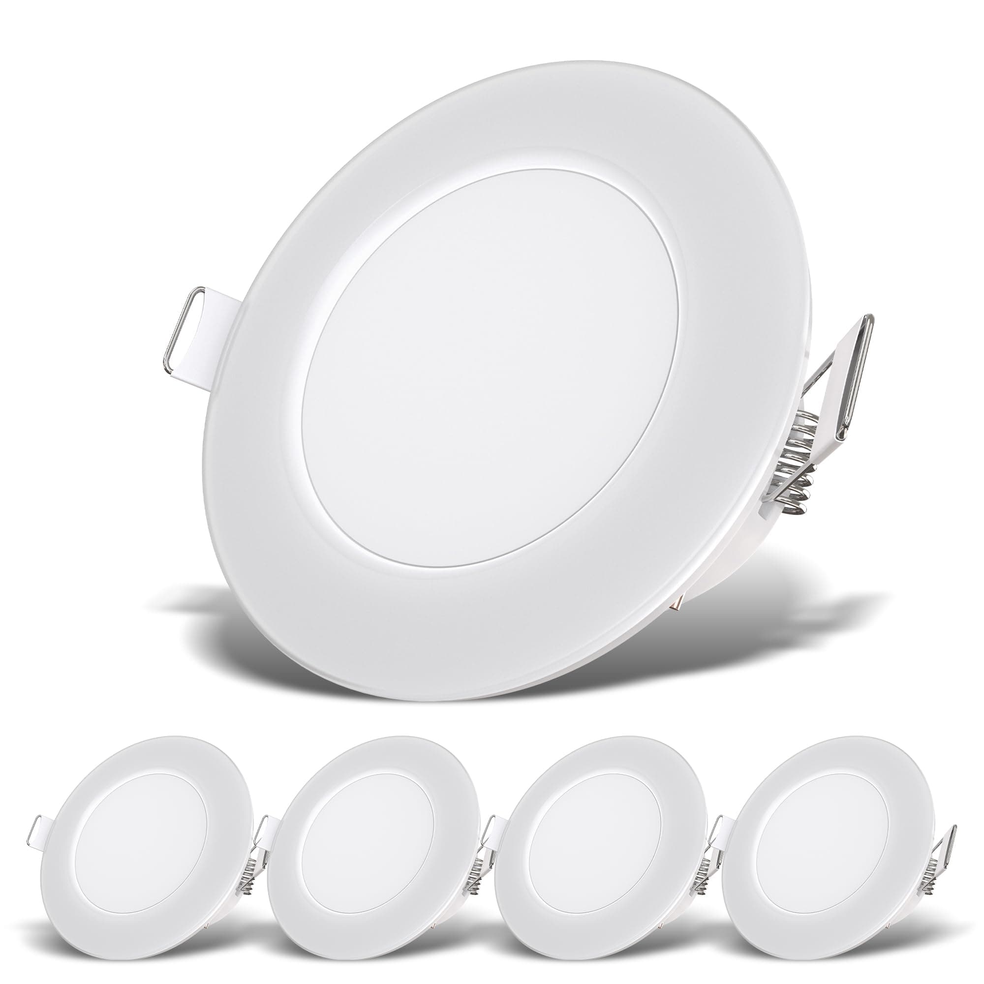 B.K.Licht - 5er Set LED Bad Einbaustrahler 230V flach, IP65, neutralweiße Lichtfarbe, Lochmass 68mm, LED Spot, Deckenspots, Spots, Einbauleuchten, Einbauspots, Badezimmer, 86x30 mm, Weiß Weiß 5-er Set Angebot bei HelloDeals