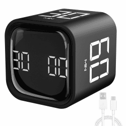 Milgeo Schwerkraft-Sensor-Timer, Timer mit Pomodoro-Technologie, Zeitmanagement-Tool, Würfel für ADHS, Arbeit, Büro, Studium, Aufgaben, Kinder, Kochen, Sport (schwarz) Schwarz F4 timer