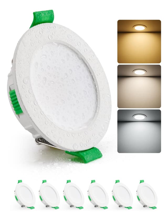 HOMEOW LED Einbaustrahler 230V 55mm – 68mm Lochmaß, 4W LED Spots Warmweiß Neutralweiß Kaltweiß, Einbauleuchten Deckenspots Einbau Spotlight Ultra Flach IP44 für Bad, 6er Set Nicht Dimmbar 6 Stück Set