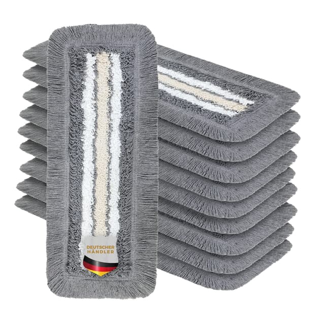 Okaei 10 Stück Wischmopp Bezug (50 cm) - Bodenwischer-Wischbezug für Krankenhäuser & Pflegeeinrichtungen - Wischer-Bezug mit Optimalen Gleiteigenschaften für Ergonomisches Arbeiten - Grau 50 cm Hospital Grau