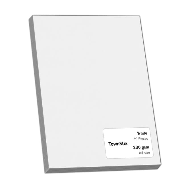 30 Stück, 230gsm - A4 Tonkarton Fotokarton Weiß, Dickes Papier zum Drucken, Kartonpapier Bastelkarton Pappe DIN A4 | 30 Stück Weiß