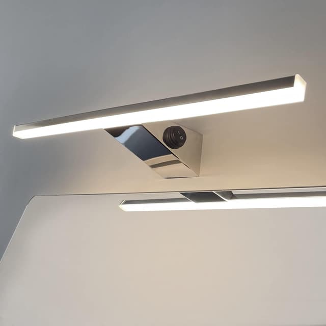 DILUMEN Spiegelleuchte Bad Mit Schalter 40 cm 10W 800 lm, Spiegellampe Badleuchte 4000k Natürliches Weiß,Wandleuchte Badezimmer,Edelstahl,Badleuchte Badlampe Wand IP44 Wasserdicht