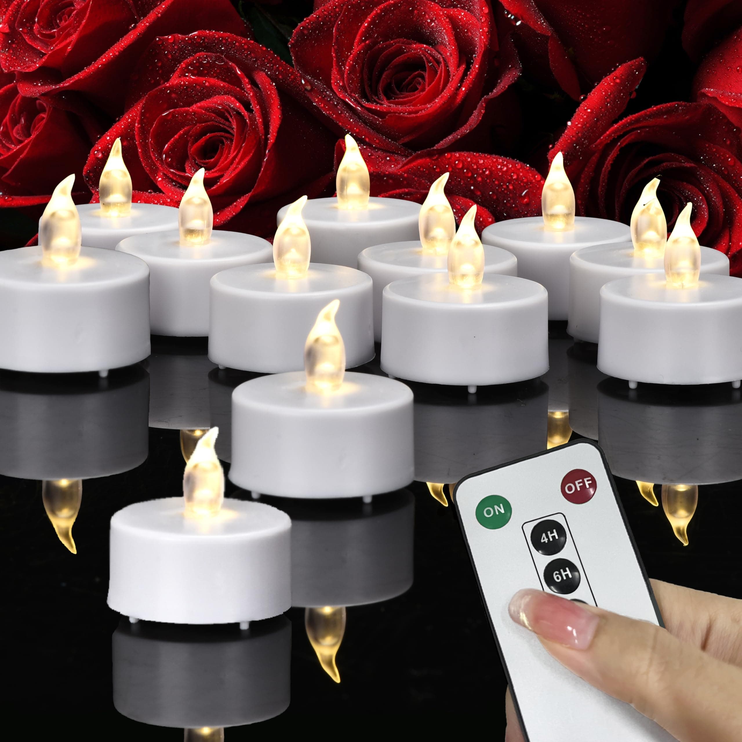 PILLOBOX Led Teelichter mit Timer, 5 Stück Flackernde Flammenlose Kerzen mit Fernbedienung, Nachhaltige 400+Stunden Batteriebetriebene Teelichter für Wohndekoration, Hochzeiten, Partys (Warm Weiß) 5 Stück Led Teelichter Angebot bei HelloDeals