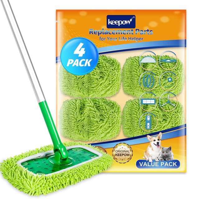 KEEPOW 4 Stück für Swiffer Feuchte Bodentücher, Wiederverwendbare Mikrofaser-Bodentücher für Swiffer Bodenwischer Nass/Wet, Waschbar & Langlebig – Verbessertes Material 4 Grün