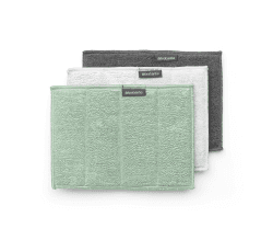 Brabantia - Sinkside Reinigungstücher Mikrofaser - Maschinenwaschbar - Saugt das 7-Fache Seines Eigengewichts Auf - Für die Reinigung von Geschirr, Arbeitsflächen & Spiegeln - 3er Set Jadegrün/Grau/Weiß 16 x 22cm Angebot bei HelloDeals