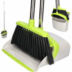 ToolSpace Besen mit Stiel Kehrschaufel mit Langem Stiel 130 cm für Besser RÜCKEN Kehrgarnitur Kehrschaufelset mit 180 Grad Drehbar Ausziehbares Kehrset Broom und Dustpan Set für Haus Büro Lobbykehr 2-in-1-Set: Besen + Schaufel