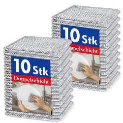 MEEQUE Spülschwamm - Stahlschwamm Putzlappen, Stahlwolle Spüllappen Schwamm für Küche Reinigungstücher und Stahlschwamm Lappen, Edelstahl Reinigungstücher, spüllappen waschbar Für Küchentuch, 20Pack Angebot bei HelloDeals