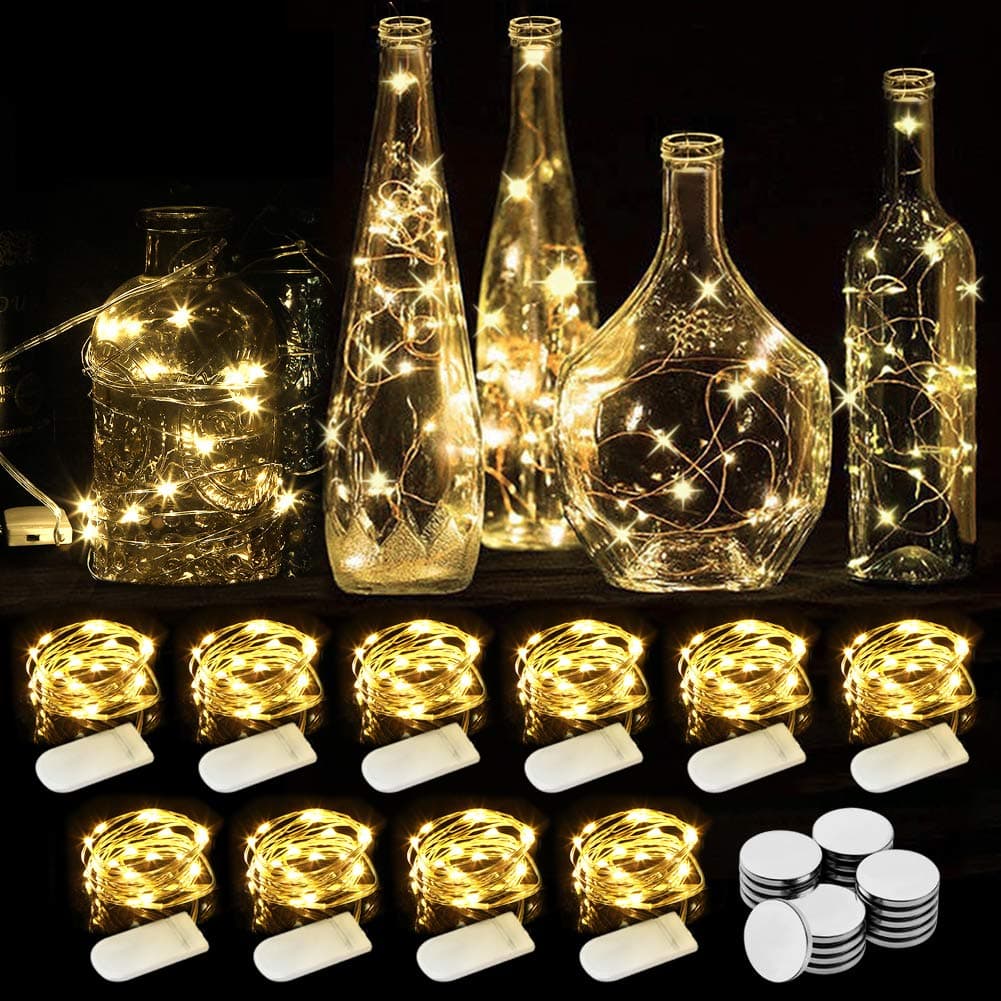 WEARXI Lichterkette Batterie, 10 Stück 2M 20 Mini LED Mit Batterie, Innen, Batteriebetrieben für Zimmer Deko, Hochzeitsdeko, Weihnachtsdeko