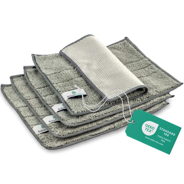 ELEXACLEAN Spültücher waschbar - Mikrofaser (Grau, 4er Set, 24x20cm) Spüllappen für Küche, Geschirr Grau 24x20 cm (4er Pack)