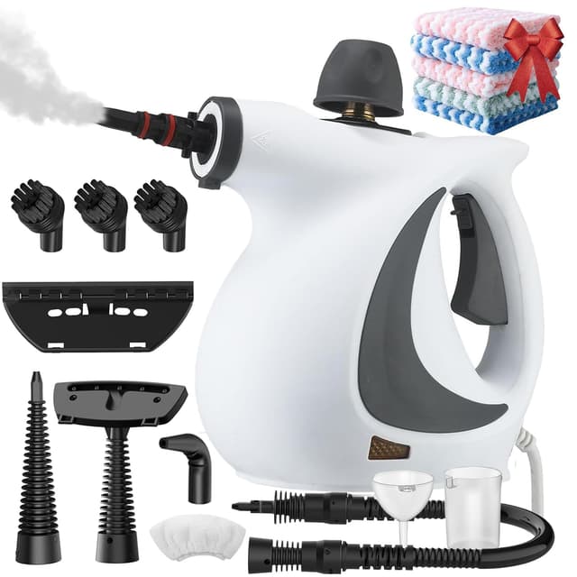Dampfreiniger Red Hut, Red Hot Dampfreiniger, Kompakte Tragbar Dampfreiniger Handgerät, Red Hat Steam Cleaner, Dampfreiniger mit Zubehör für Alles (Grau)