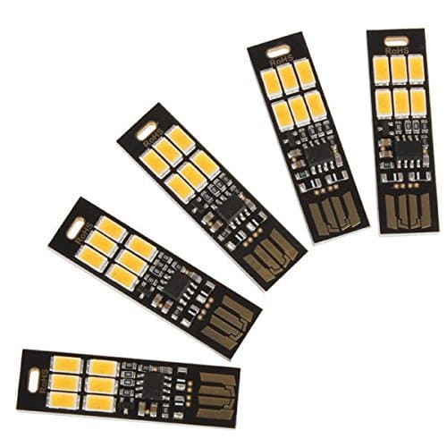 Ultra-thin 6LED USB Night Light Pocket Lamp Keychain Touch stepless (KaltweißX5)