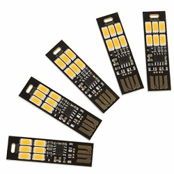 Ultra-thin 6LED USB Night Light Pocket Lamp Keychain Touch stepless (KaltweißX5)