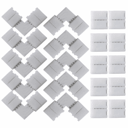 QitinDasen 20Pcs Professionell 4 Polig LED Lichtstreifen Schnellverbinder Set, L-Form Eckverbinder & Lückenlose Steckverbinder, 10mm Nicht-Wasserfest RGB LED Lötfrei Steckverbinder