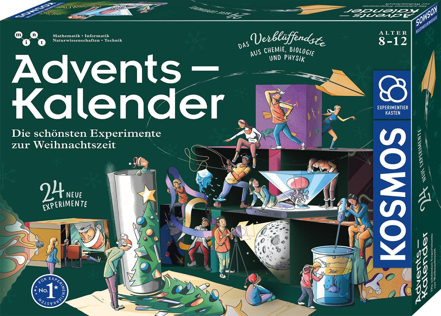 KOSMOS 661083 Experimente Adventskalender, Die schönsten Experimente zur Weihnachtszeit, in 5 Min, für Kinder ab 8-12 Jahre, Spielzeug, Science