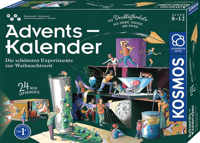 KOSMOS 661083 Experimente Adventskalender, Die schönsten Experimente zur Weihnachtszeit, in 5 Min, für Kinder ab 8-12 Jahre, Spielzeug, Science