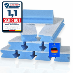 Walfinus Premium XXL 10er-Set Kratzfreie Spülschwamm, Putzschwamm, Reinigungsschwamm, Küchenschwamm, zweiseitige, Scheuerschwamm, Topfreiniger, waschbar -60 Grad 15x7x4cm zum wiederverwenden Blau