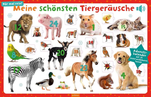 Meine schönsten Tiergeräusche: Adventskalender mit 24 leicht auslösbaren Sounds | Sound-Adventskalender mit 24 echten Tierstimmen