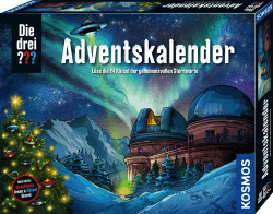 Die DREI ??? Adventskalender 2025 von Kosmos 632656, Löse die 24 Rätsel der geheimnisvollen Sternwarte, Spielzeug- und Rätsel-Adventskalender für Kinder, Fragezeichen