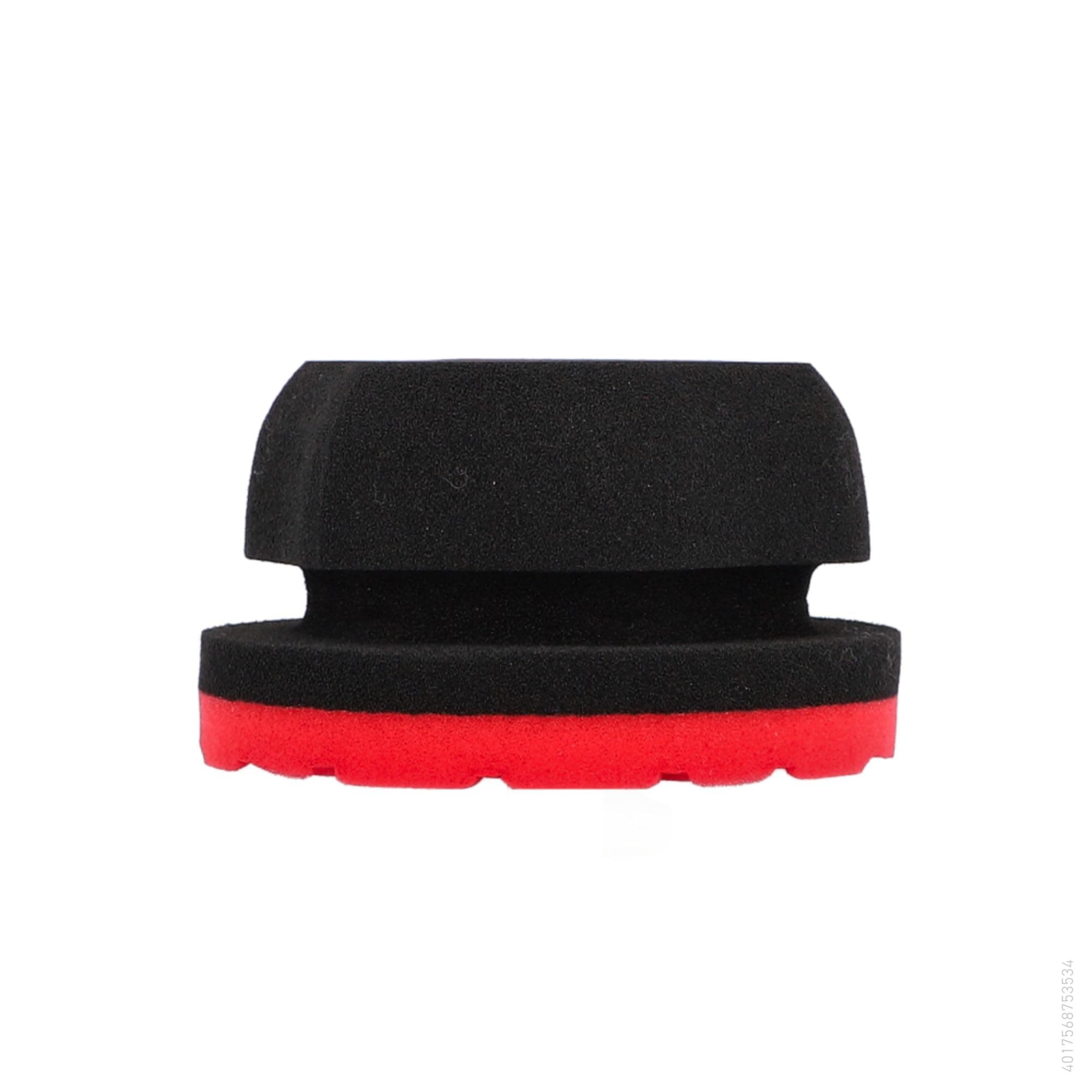 NIGRIN Hand-Polierschwamm, Hexagonform für sicheren Halt, Wabenstruktur für optimale Politurverteilung, Polierschwamm für präzises und effektives Polieren von Hand, rot/schwarz, 1 Stück