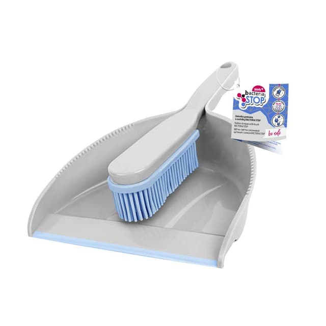 Handfeger und Schaufel für die Reinigung - Gummiborsten Kehrschaufel Set für Schmutz, Haare und Staub Gummibesen Kehrset (30x20x6) von York, Grau Blau Gummihandfeger
