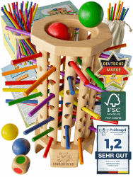 SINNESFUCHS® Farblernturm - FSC® 100% - Montessori Spielzeug ab 3 Jahre - Holzspielzeug pädagogisch wertvoll - Lernspiele ab 3 Jahre - Kinder Farben Stäbchen Holz Spiel - Kinderspiele ab 4 Jahre