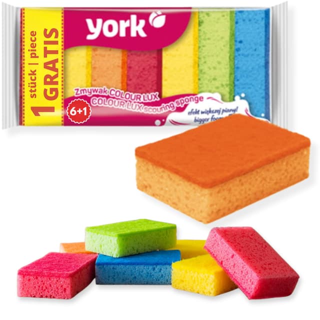 York Prestige Spülschwamm 7er Set Topfreiniger Geschirrschwamm Küchenschwamm Reinigungsschwamm Scheuerschwamm Küche 10 x 7 x 3 cm 7 Stück, Schaum, viele Farben, Standard, 7 Viele Farben Standard