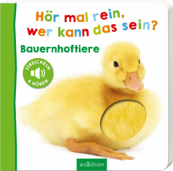 Hör mal rein, wer kann das sein? – Bauernhoftiere: Streicheln und hören | Hochwertiges Pappbilderbuch mit 5 Sounds und Fühlelementen für Kinder ab 18 Monaten (Foto-Streichel-Soundbuch) Angebot bei HelloDeals