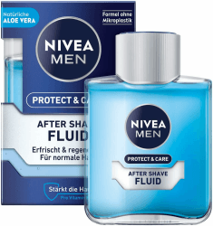 NIVEA MEN Protect & Care After Shave Fluid (100 ml), beruhigendes After Shave für Männer, Hautpflege nach der Rasur mit Aloe Vera und Pro Vitamin B5 Angebot bei HelloDeals