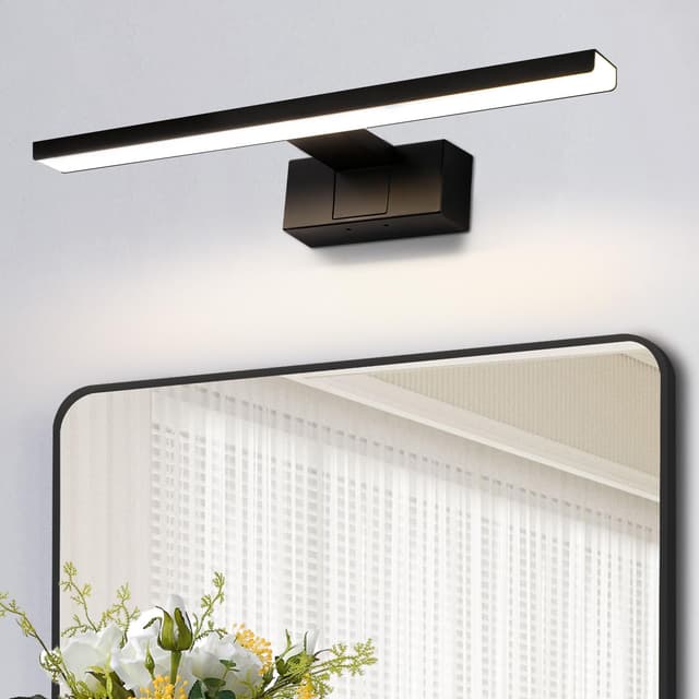 Homefire LED Spiegelleuchte Bad 30CM - 6W Spiegellampe Badezimmer Schwarz Badleuchte Wand Wasserdicht IP44 Wandlampe Modern Neutral 4000K Wandleuchte für Keller Küche Badschrank 30CM Schwarz-1er
