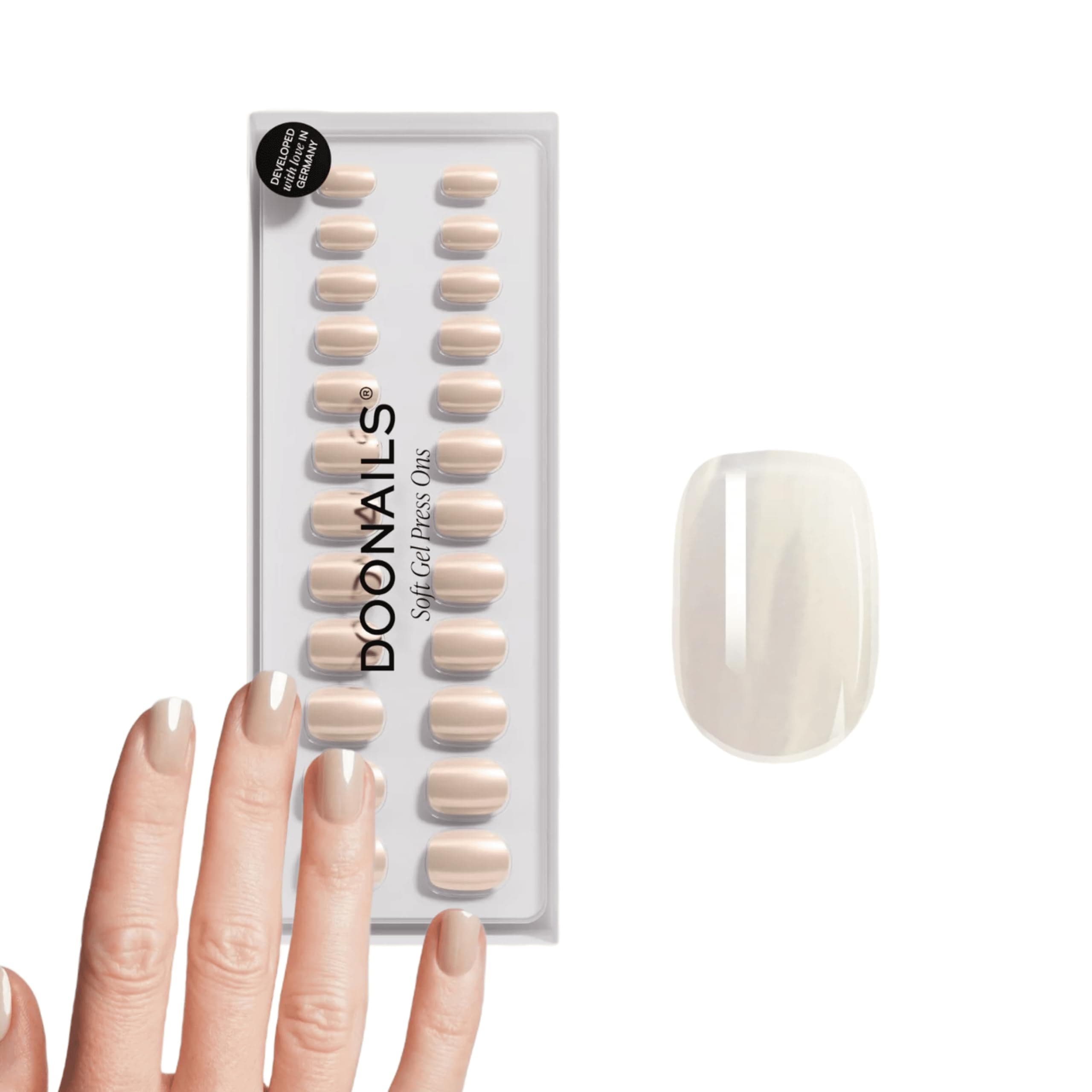 DOONAILS – Press On Nails 30er Set Toffee Square Form Pastell Creme – Nägel zum Aufkleben Full Cover in Salonqualität – Fake nails soft gel Extra Short – Natürliches & angenehmes Tragegefühl Extra Short Square Toffee