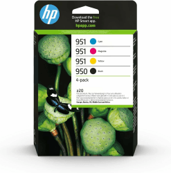 HP 950/951 Packung mit 4 Original-Tintenpatronen in Schwarz, Cyan, Magenta und Gelb (6ZC65AE) (Verpackung kann variieren) Multipack CMYK