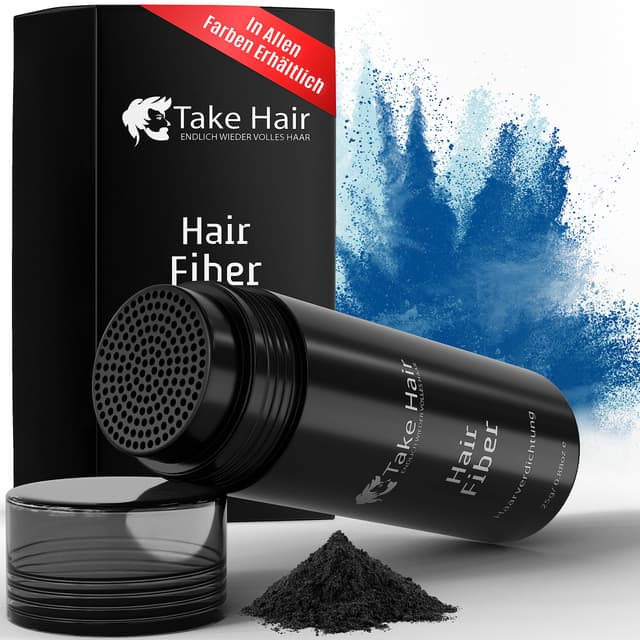Take Hair Streuhaar für Männer – Schütthaar zur Haarverdichtung & vollem Haar – Haarauffüller für dichten Look in Sekunden – 25g Premium Friseurqualität (Streuhaar Schwarz)