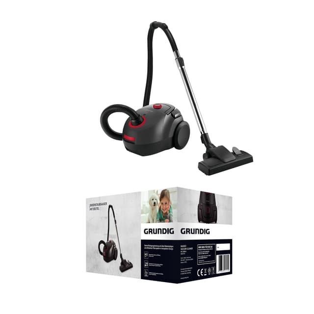 Grundig, VCC 3850 A Bodenstaubsauger mit Beutel, 800W, 2,1 L, Schwarz/Rot Single