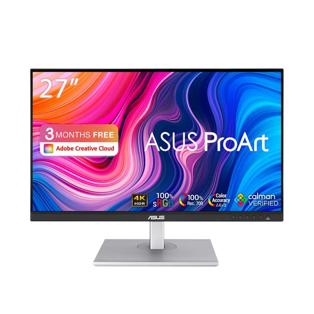 ASUS ProArt PA279CV - 27 Zoll 4K UHD Professioneller Monitor - 16:9 IPS, 3840x2160 - ergonomisch, Pivot, Calman, hohe Farbtreue, HDR 10 - DisplayPort, HDMI, 65W USB-C, USB-Hub, Schwarz 27 Zoll 4K UHD 3840x2160 Typ-C USB 65W, USB-Hub
