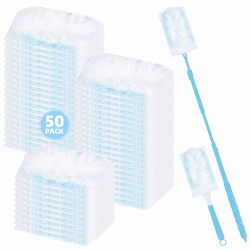 Nicemiya 52 Stück Staubmagnet Kompatibel mit Swiffer Staubmagnet Nachfüllpack,Einweg Magnet Staubwedel für Swiffer Duster, zur Reinigen von Tierhaare Staub Schmutz (50 Tücher + 2 Griffe, Blau)