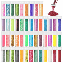 Halobios Feiner Glitzer in 48 leuchtenden Farben, Bastelglitzer für Party und Kunstunterricht, Körpernagelglitzer für Bühnen-Make-up Feiner and Chucky Glitzer Angebot bei HelloDeals
