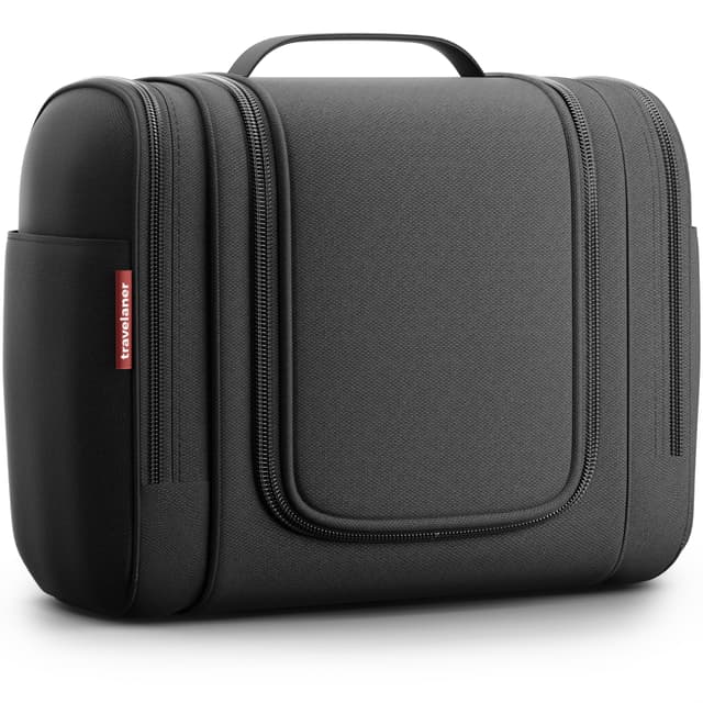 Travelaner Kulturbeutel zum Aufhängen für Damen, Herren und Kinder, 7 Liter Stauraum, 3-in-1 Kulturtasche, Kosmetiktasche für Reise, Waschtasche, Waschbeutel, Wasserabweisend, Schwarz