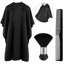 JANYUN Professioneller Friseurumhang mit Hals-Staubbürste, Haarschneideumhang und Friseurkamm, Salonzubehör für Damen und Herren(Weißer Druck) Schwarz Angebot bei HelloDeals