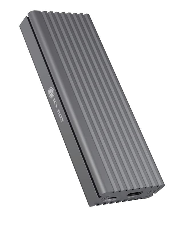 ICY BOX SSD M.2 NVMe Gehäuse, USB 3.1 (Gen2, 10 Gbit/s), Kühlsystem, USB-C, USB-A, PCIe M-Key, Aluminium, grau Anthrazit