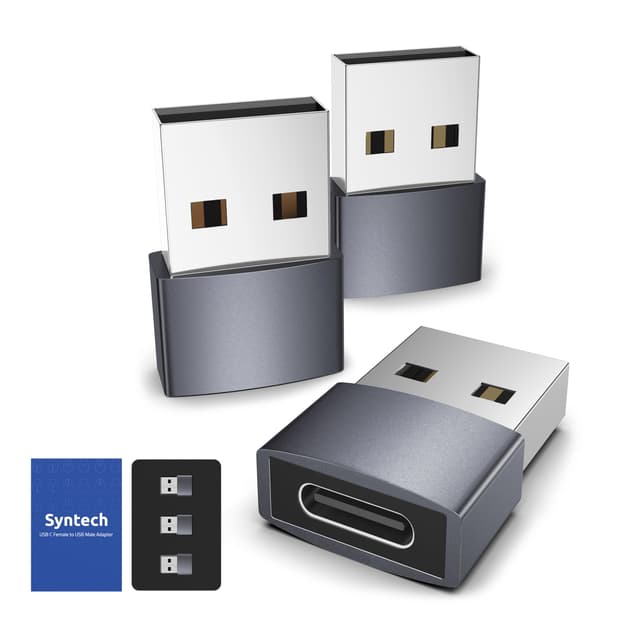 Syntech Adapter USB C auf USB (3er-Pack) [Aluminiumgehäuse,hohe Stabilität] Kompatibel mit AirPods 3,iPad mini/Air 7, iPhone 17/Air/16/15/14 Pro Max, Apple Watch Series 9/8/7 usw 3er-Pack Space Gray