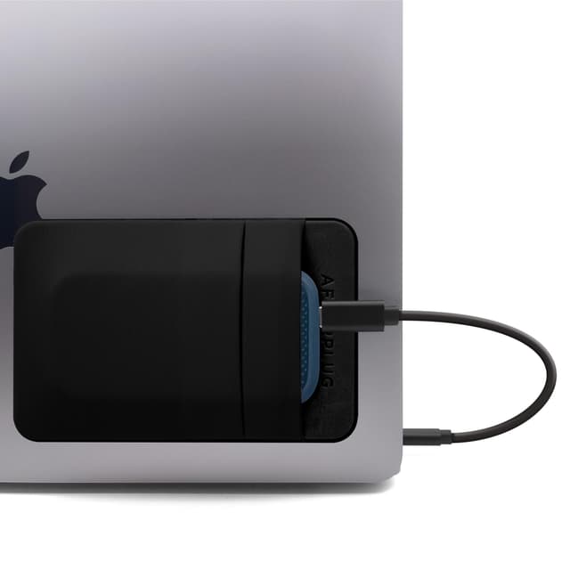 Afterplug 2-Taschen-Klebetasche für Laptop, kompatibel mit externem tragbarem SSD, Magic Mouse, USB-Kabel und mehr - Schwarz Schwarz SSD