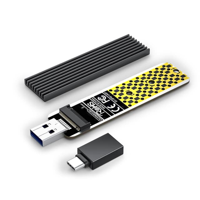 NVMe Gehäuse, ANYOYO 10 Gbps USB 3.2 Gen2 M2 SSD Gehäuse USB C SSD M2 Gehäuse für NVMe PCIe M-Key /B+M Key NVMe USB Adapter für USB 3.2/3.1/3.0/2.0 für 2242 2260 2280 SSD(UNTERSTÜTZT Keine SATA-SSD) EC-6607-DE