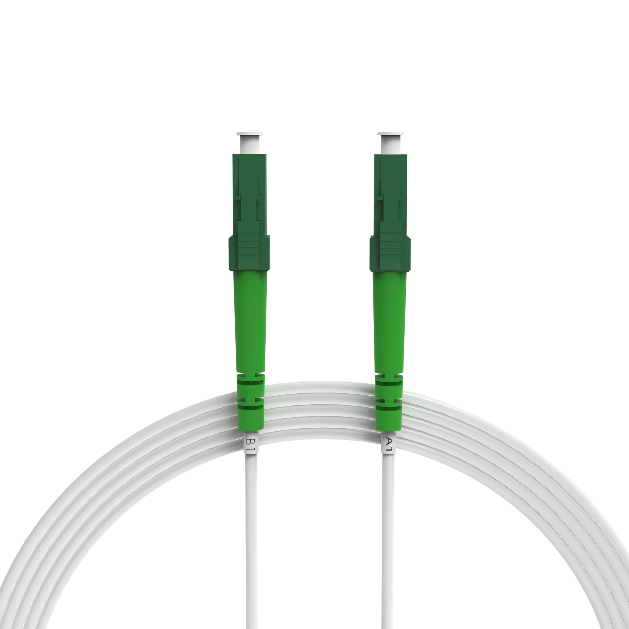 nexinex - 10m weißes Glasfaserkabel LC/APC auf LC/APC Patchkabel | Telekom, Vodafone, 1&1, Fritzbox, etc. kompatibel | LWL Simplex Singlemode OS2 FTTH Glasfaser Lichtwellenleiter Kabel 10 Meter OS2 (weiß) LC/APC - LC/APC Simplex 1