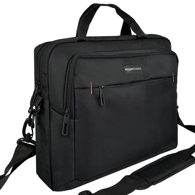 Amazon Basics kompakte Laptoptasche, Umhängetasche/Tragetasche mit Taschen zur Aufbewahrung von Zubehör, für Laptops bis zu 15,6 Zoll (39,6 cm), Schwarz, 1 Stück 39,6 cm 1 Stück
