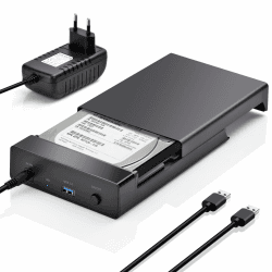 Amtake Festplatten Docking Station, USB3.0 SATA HDD Dockingstation für 2,5 und 3,5 Zoll SATA HDD/SSD, 5Gbps Festplatten Adapter Unterstützt UASP Angebot bei HelloDeals