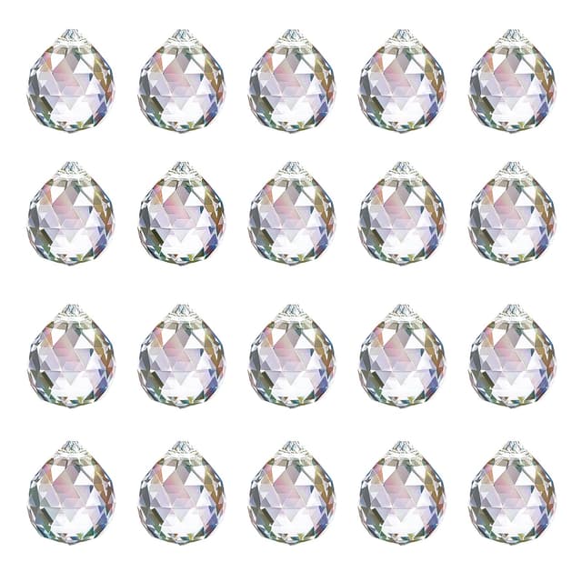 20 Stück Kristalle zum Aufhängen, 20mm Prisma Kristall, Sonnenfänger Kristall, Suncatcher für Fensterdeko, Kronleuchter Anhänger, Lichtfänger Kugel für Zuhause und Handwerksprojekte