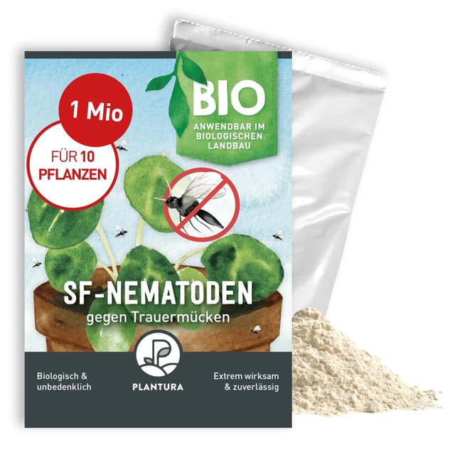 Plantura SF-Nematoden gegen Trauermücken, zum Gießen, hochwirksam & biologisch, Nützlinge aus Deutschland, 1 Mio für 1 m²/ ca. 10 Pflanzen SF-Nematoden 1 Mio - 10 Pflanzen