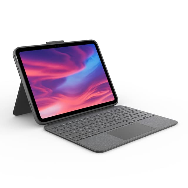 Logitech Combo Touch Case mit abnehmbarer Tastatur für iPad (10. Generation und A16), großem Präzisions-Trackpad, hintergrundbeleuchteter Tastatur in Standardgröße, Smart Connector, DEU QWERTZ- Grau Combo Touch Tastatur-Case