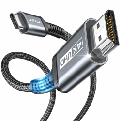 JSAUX USB C auf HDMI Kabel 2M,USB Typ C zu HDMI 4K UHD Kabel für Thunderbolt 3 Kompatibel mit iPhone 17/16 Pro/15, MacBook Pro 2018, MacBook Air/iPad Pro 2018, Galaxy S25/S24/S23/S10/S9, Surface Book 2m Grey Angebot bei HelloDeals