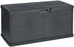 MA MAISON Kissenbox wetterfest 340L – Auflagenbox Gartenbox aus Kunststoff, abschließbar, UV-beständig, wetterfest, in Kunststoff in Holzoptik, mit Rollen, für Balkon, Terrasse, Garten Angebot bei HelloDeals